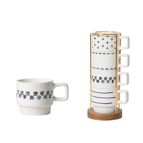 JUEGO DE 4 TAZAS DE CAFÉ APILABLES CON SOPORTE 320ML-3