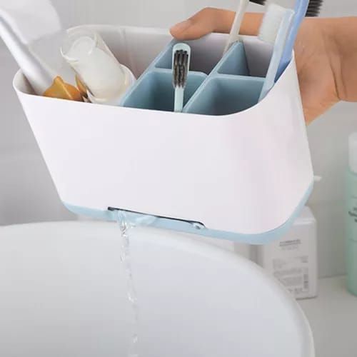 PORTA CEPILLO DE DIENTES CELESTE/BLANCO ORGANIZADOR BAÑO-1