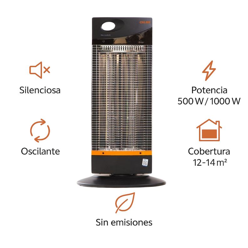 Estufa Eléctrica Calma ECO Carbón EC1000 - 500/1000 W-1