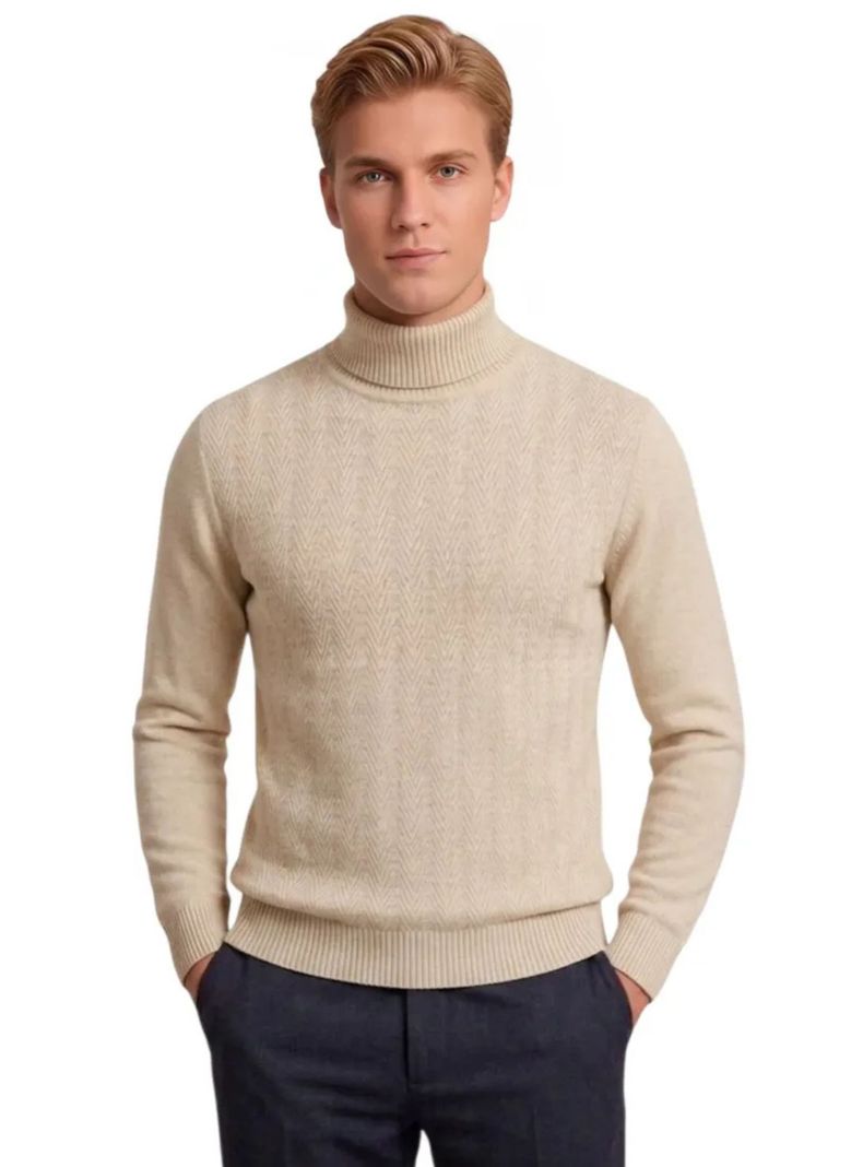 Sweater Tejido Hombre Cuello Subido Beatle 108 Beige S