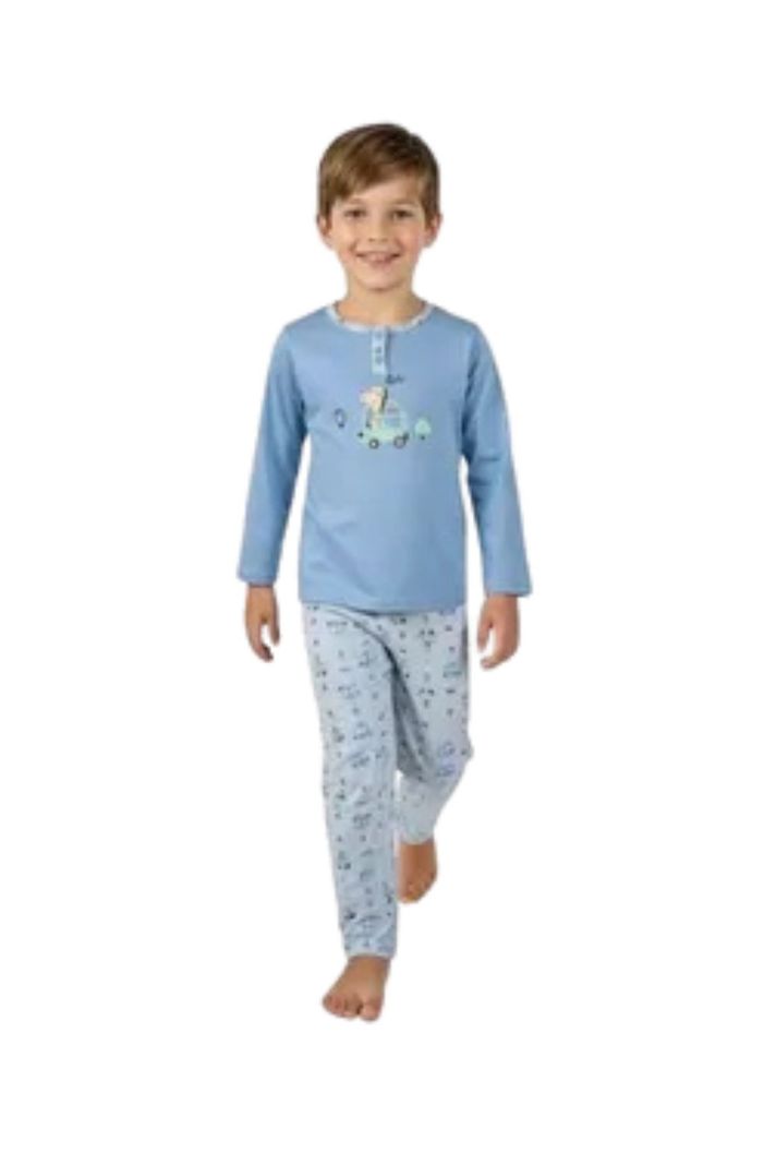 Pijama Nino Verano. Manga Larga. Disenos. 411 Azul 6