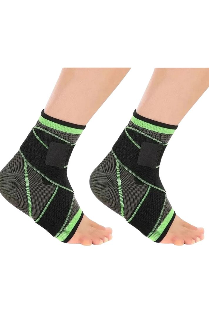 Pack 2 Tobillera Venda De Compresion Doble Banda Ajustable 8323 Verde
