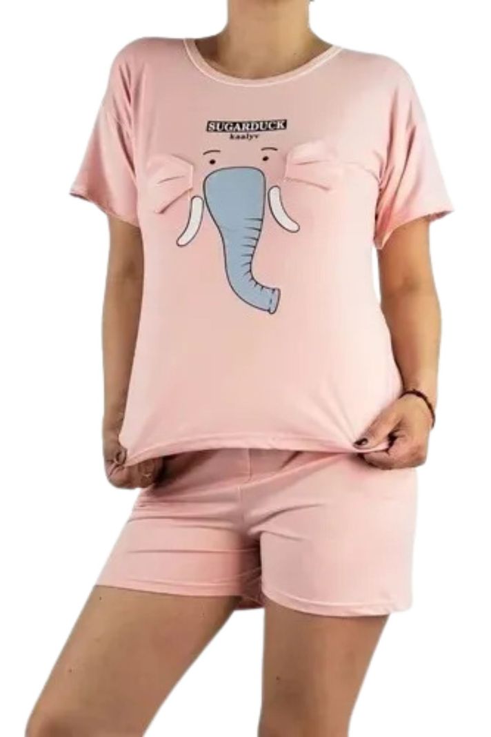 Pijama Mujer Verano. Polera Y Short. Disenos. 552 Rosado L-XL