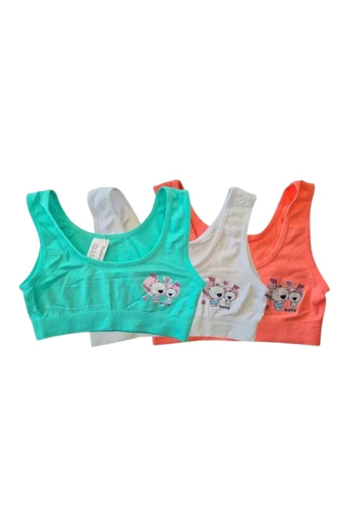 Pack 3 Petos Niña Elasticados Lycra. Mi Primer Sostén. 84