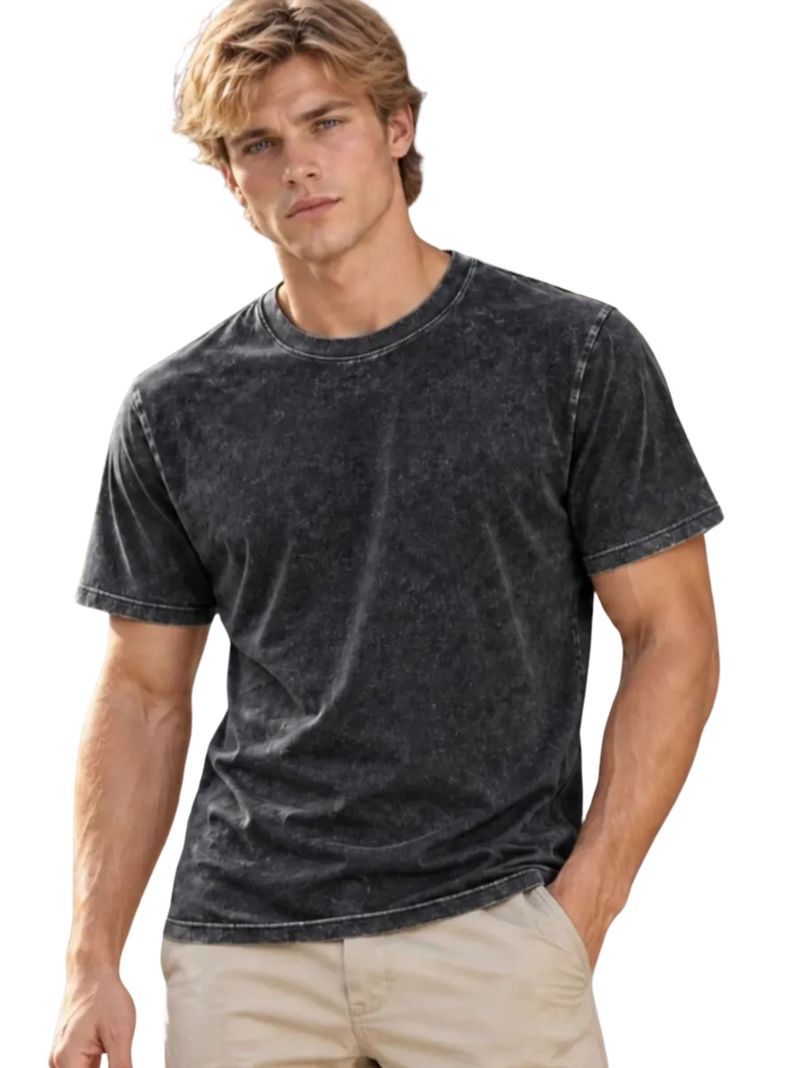 Polera Estilo Washed, Deslavada Vintage. 100% Algodón Unisex 7002