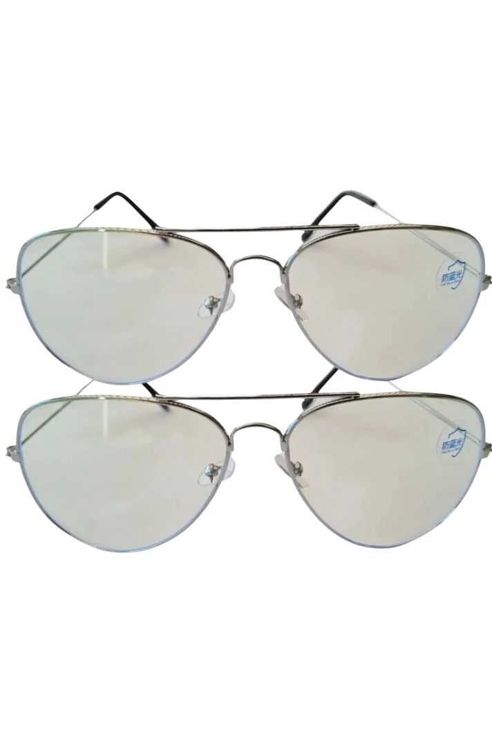 Pack 2 Lentes Anti Luz Azul. Anteojos Descanso Reflejo 002 Plateado Metalico