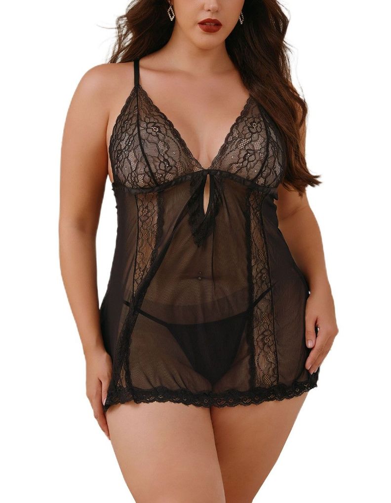 Baby Doll Sexy Encaje Plus Lencería Erotica Gloriahoon-0