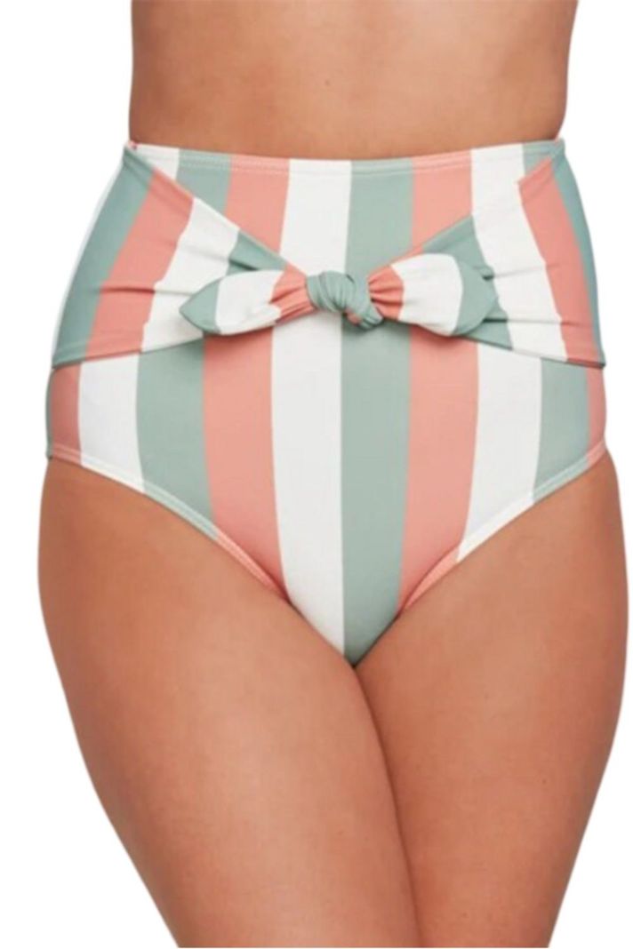 Calzon Bottom De Baño Talle Alto Control Rayas Gloriahoon-3