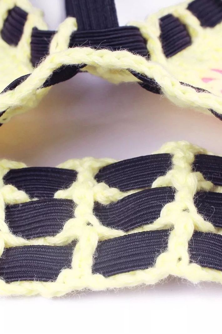 Bikini Sexy Neopreno Rosado Detalles Crochet Gloriahoon-2