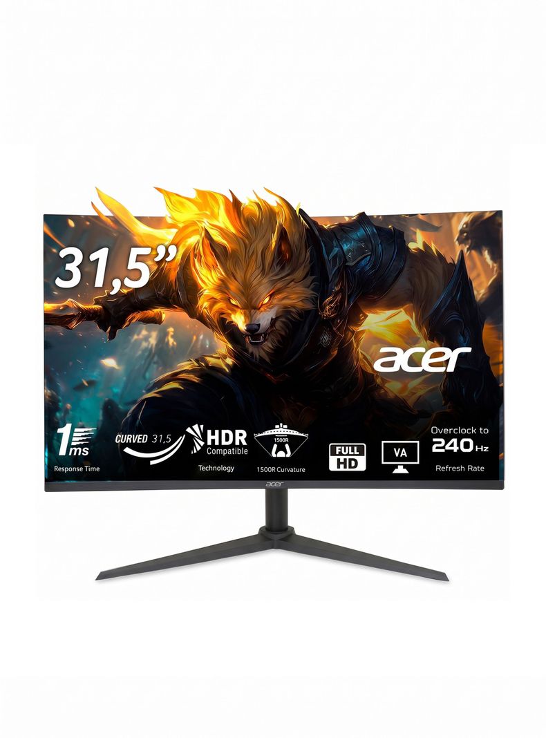 Monitor Gamer ACER Curvo XZ320Q / 31.5" FHD / Panel VA/ 240 hz /1 ms VRB