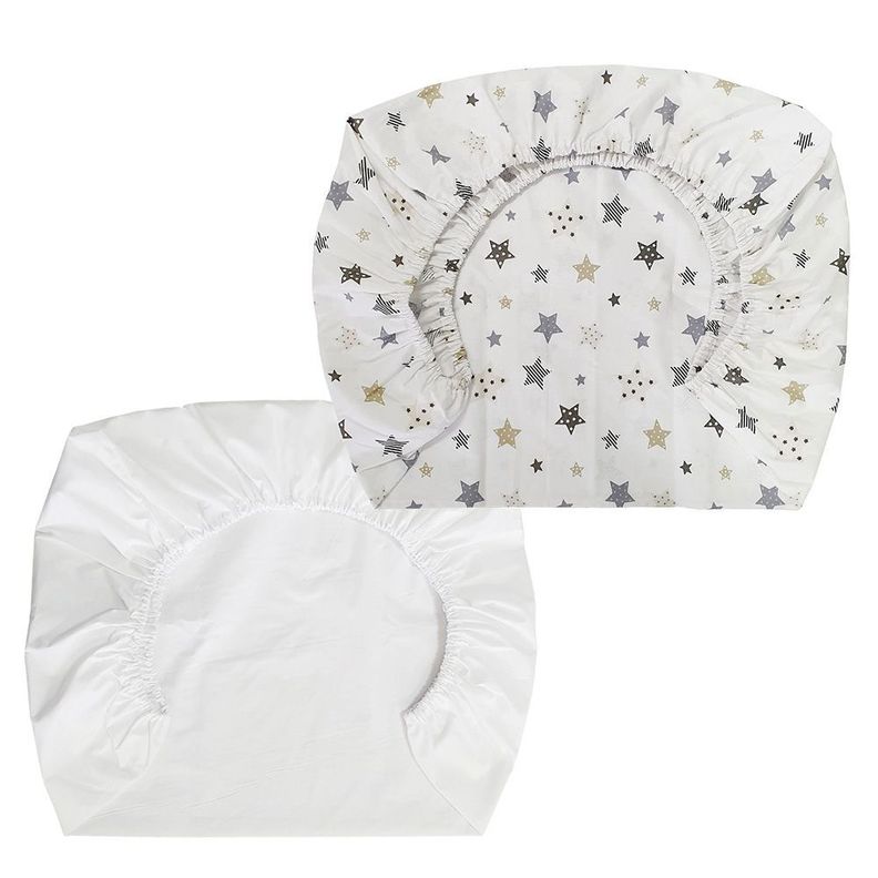 Set de 2 Sabanas Bajeras para Colecho Estrellas Beige