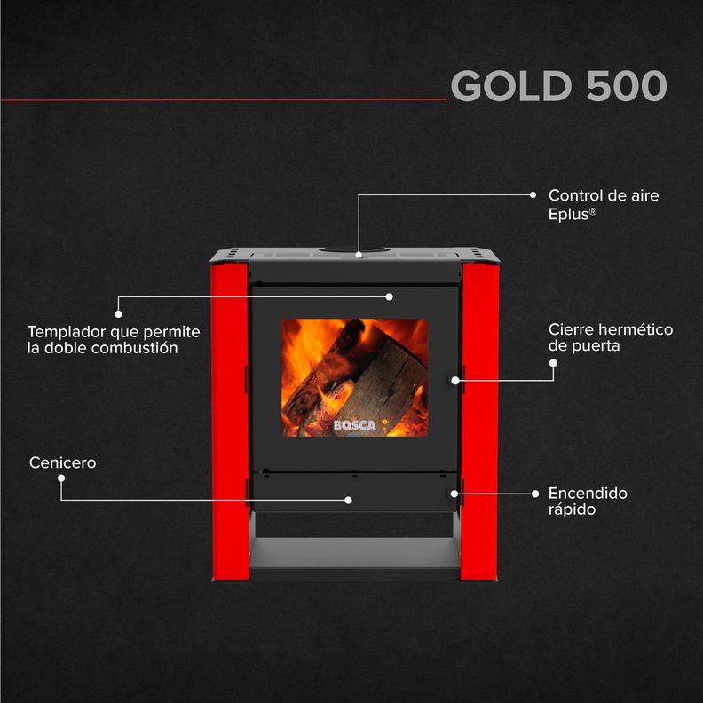 Calefactor Bosca A Leña Gold 500 Rojo-1