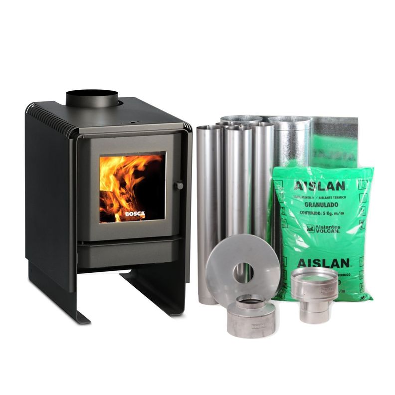 Pack Estufa a Lena Eco 380 + Kit de instalacion Negro