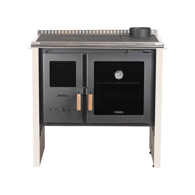 Pack Cocina a Leña Bosca Hestia 90 Marfil + Kit Base-2