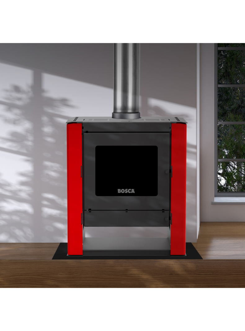 Estufa a leña Gold 500 Rojo Black Vision -4