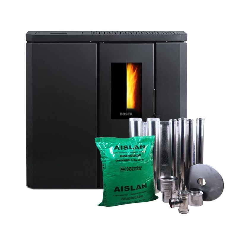 Calefactor Bosca a Pellet FIT 9 BV Charcoal + kit Instalacion-0