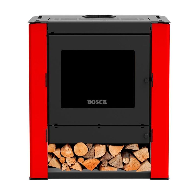 Pack Estufa a Leña Gold 500 BV Rojo + kit de Instalación-1
