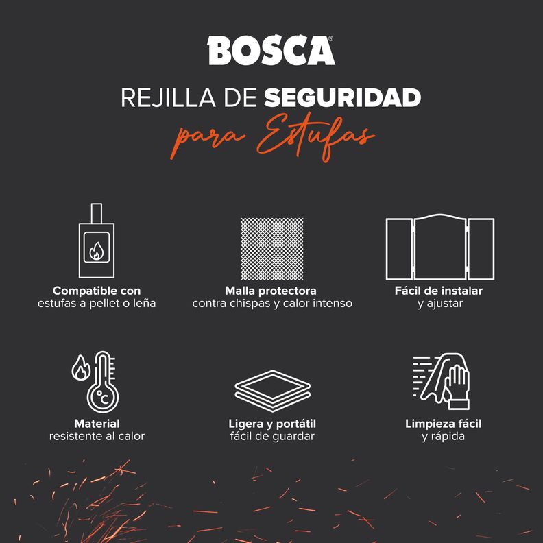 Rejilla de seguridad L101 para estufas y chimeneas-3