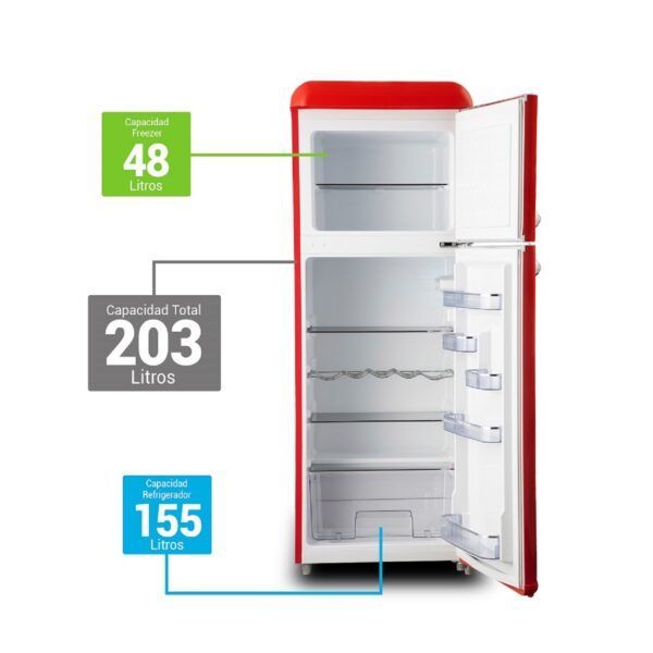 REFRIGERADOR RETRO LRT-210DFRR ROJO-1