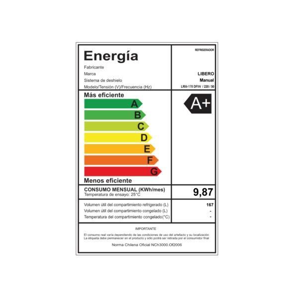 REFRIGERADOR MONOPUERTA FRIO DIRECTO 167 LTS LRM-178DFNW-4