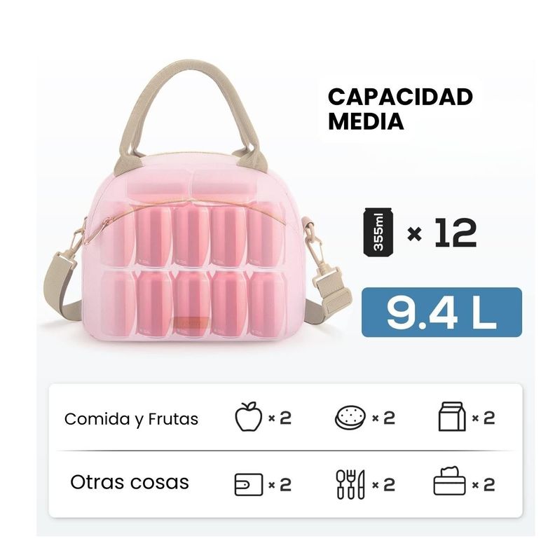 Tourit Lonchera Térmica Femenina 9.4L - Rosado-6