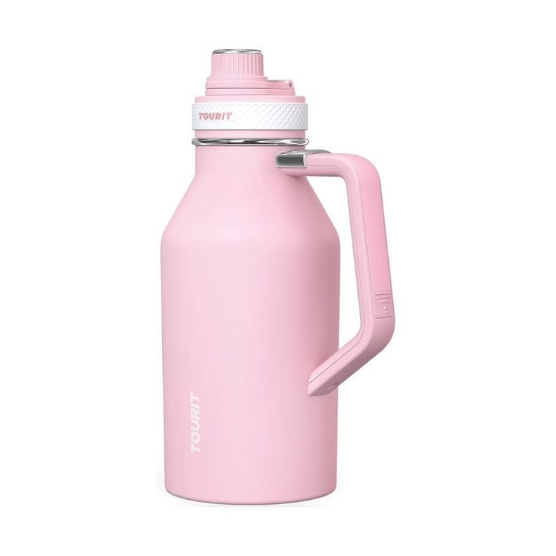 Tourit Botella de Agua Térmica Deportiva Anti Derrames con Asa 64oz - Rosado-0