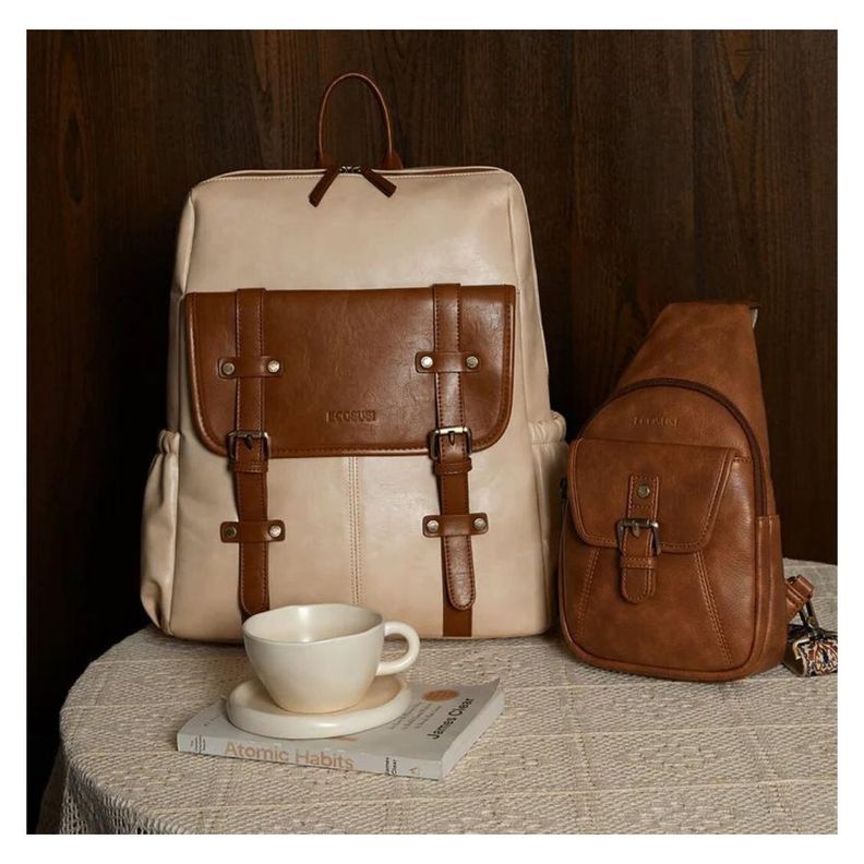 Ecosusi Mochila Scarlett para Notebook 15,6” - Beige Café-1