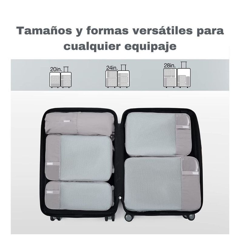 Bagsmart - Juego de bolsas de compresión (6 unidades)- Gris-5