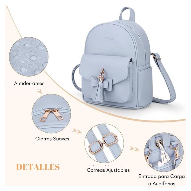 Ecosusi Mini Mochila con Lazo - Celeste-5