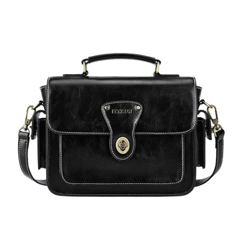 Ecosusi Bolso Mensajero Alison de Cuero Vegano - Negro-0