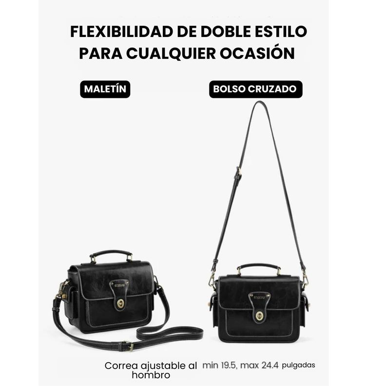 Ecosusi Bolso Mensajero Alison de Cuero Vegano - Negro-3