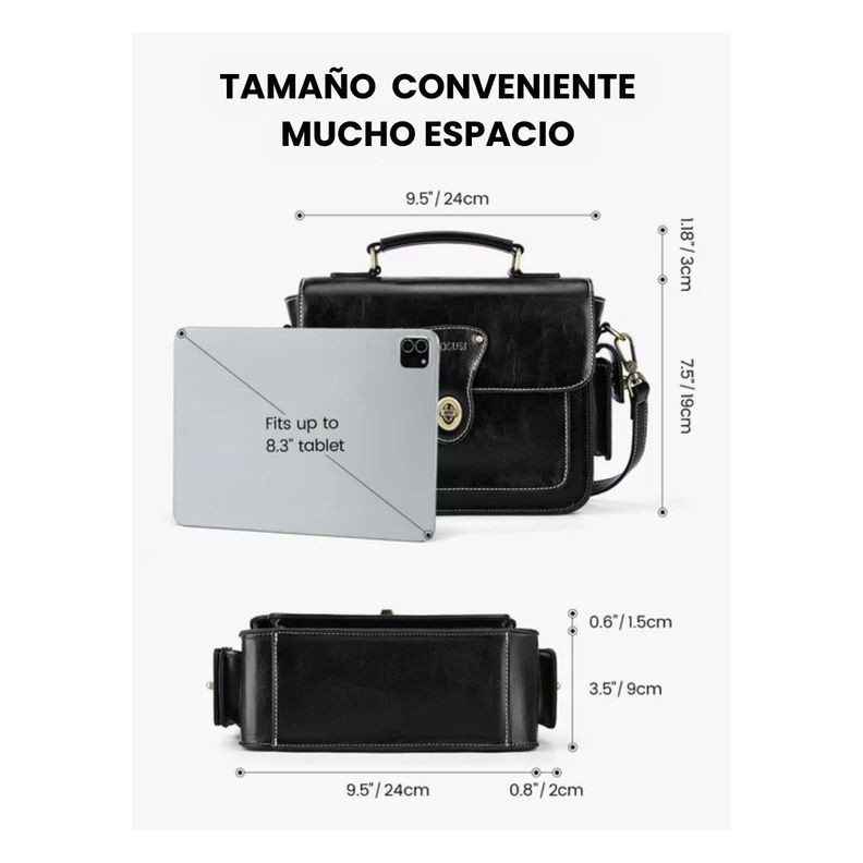 Ecosusi Bolso Mensajero Alison de Cuero Vegano - Negro-4