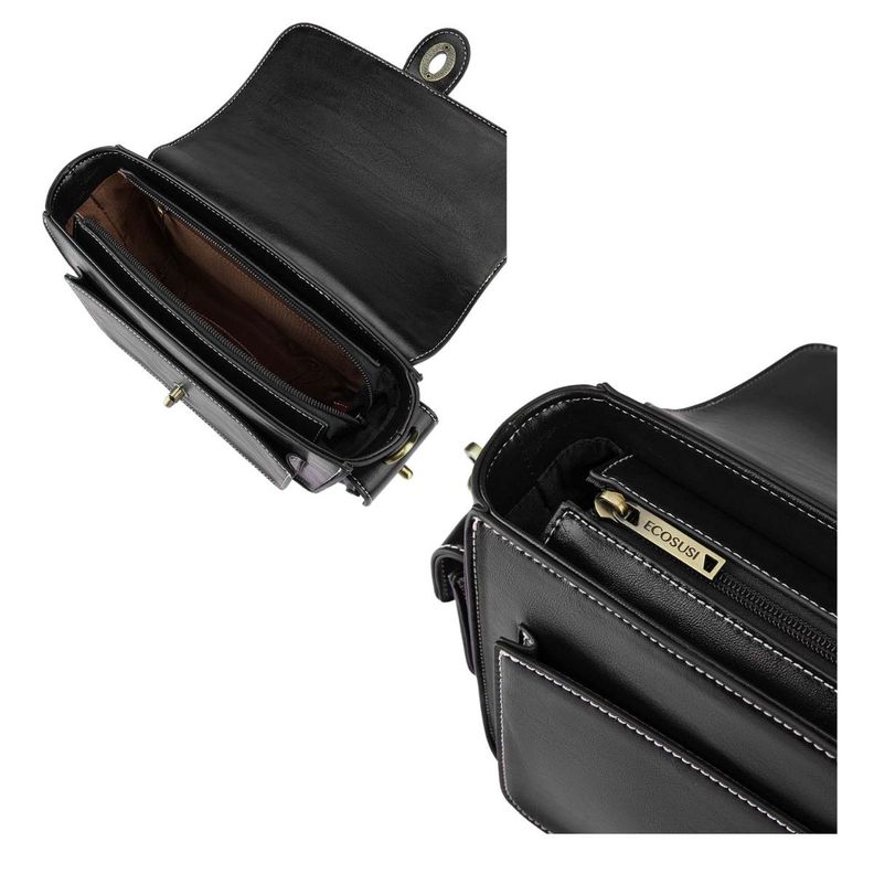 Ecosusi Bolso Mensajero Alison de Cuero Vegano - Negro-6