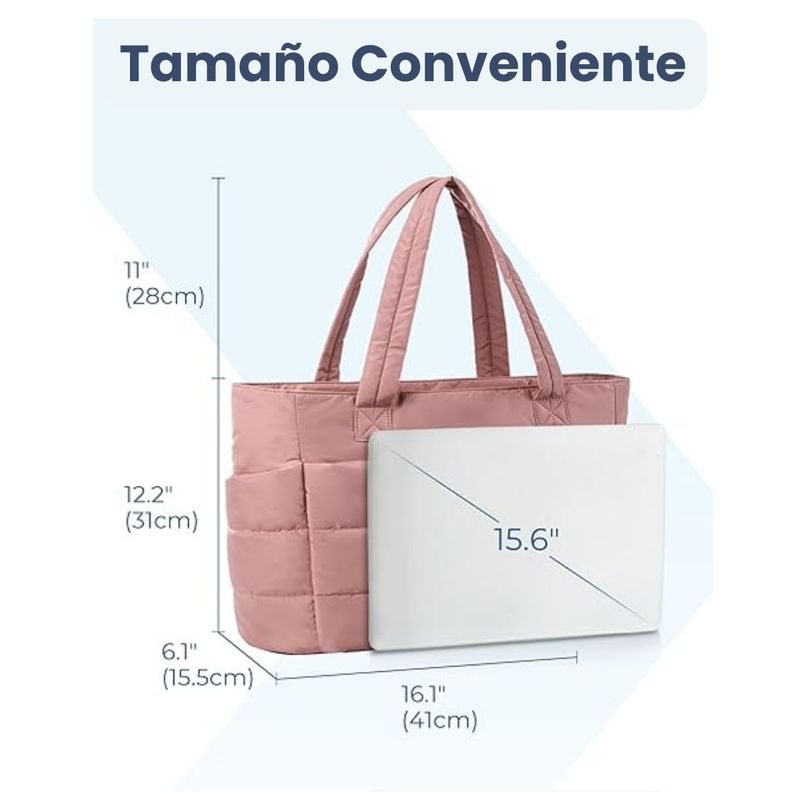 Bagsmart Bolso Tote Bubble Puffy 20L para 15,6" - Rosado Oscuro-4