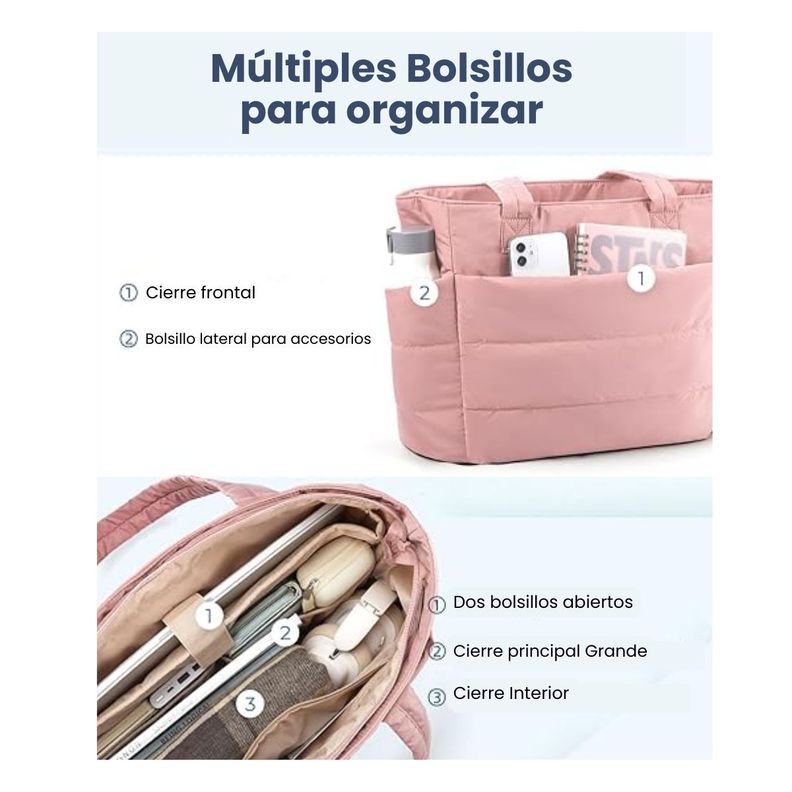 Bagsmart Bolso Tote Bubble Puffy 20L para 15,6" - Rosado Oscuro-5