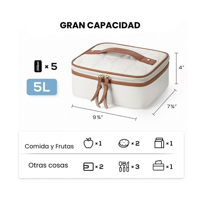 Tourit Lonchera Térmica Portátil 5L - Marrón y Beige-1