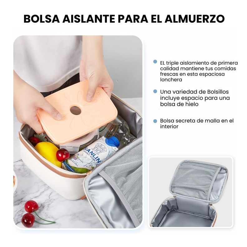 Tourit Lonchera Térmica Portátil 5L - Marrón y Beige-3
