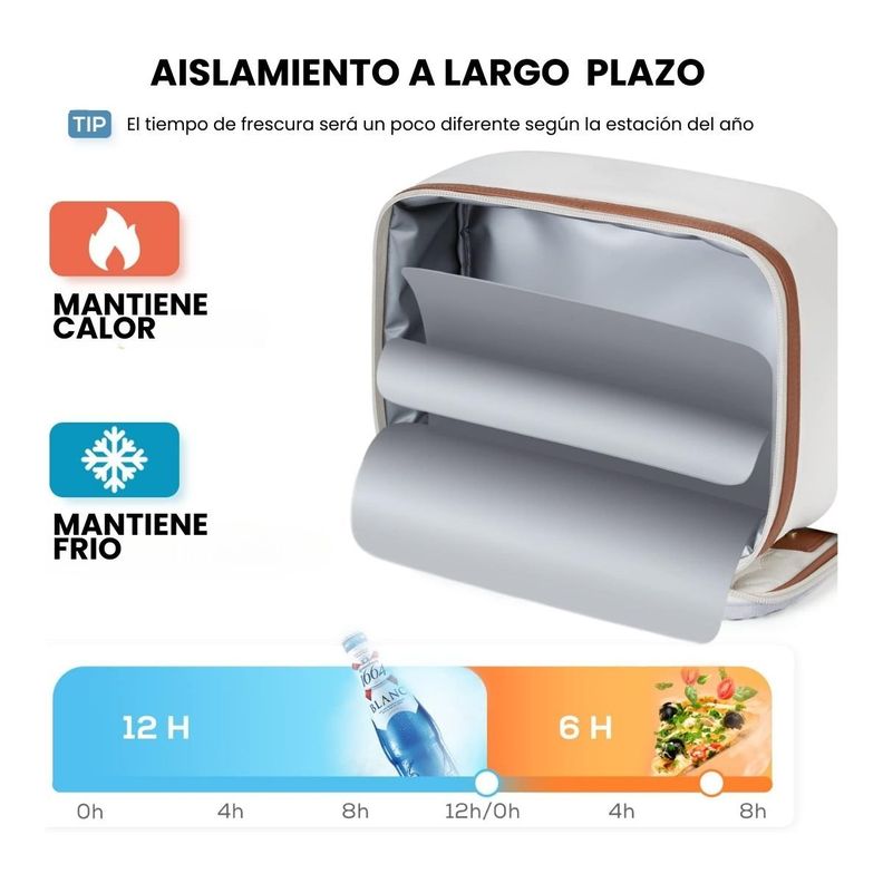 Tourit Lonchera Térmica Portátil 5L - Marrón y Beige-6