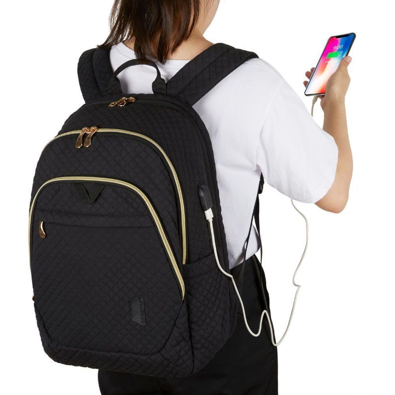 Bagsmart Mochila de viaje para notebook de 15.6" - Negro-7