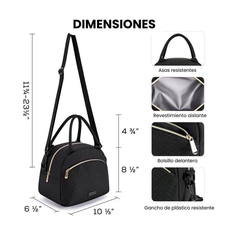 Tourit Lonchera Térmica Femenina 9.4L - Negro Tejido-1