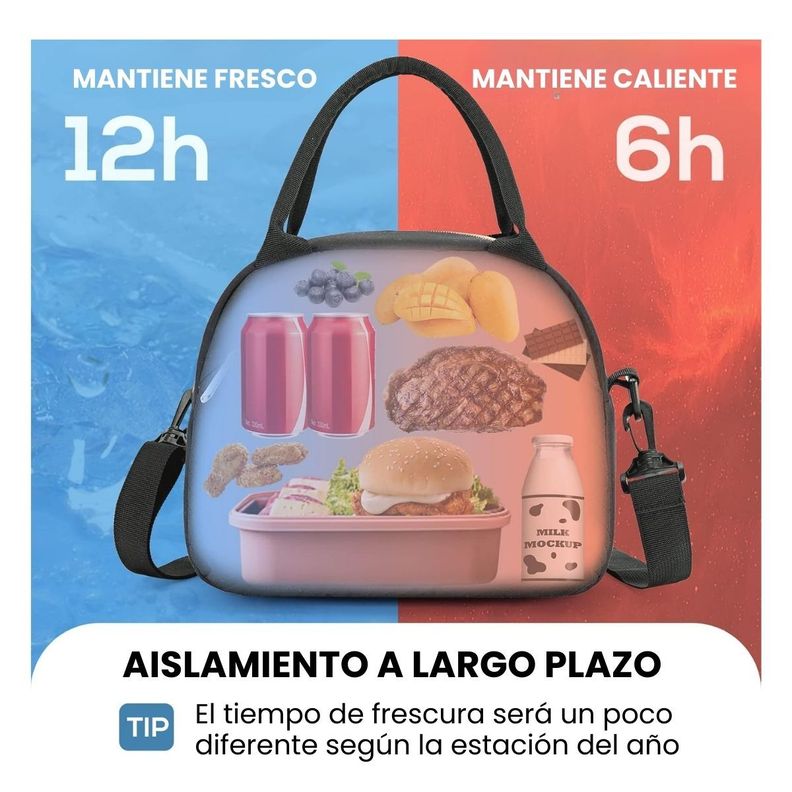 Tourit Lonchera Térmica Femenina 9.4L - Negro Tejido-6