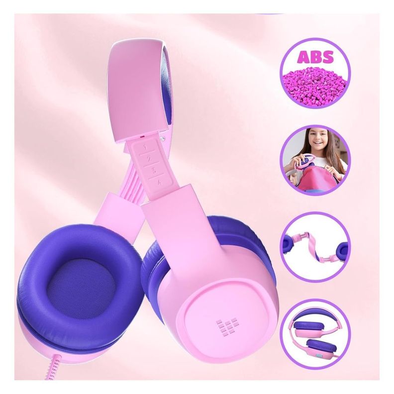 Tronsmart Audífonos con Cable KH01 para Niños Rosa Violeta-2
