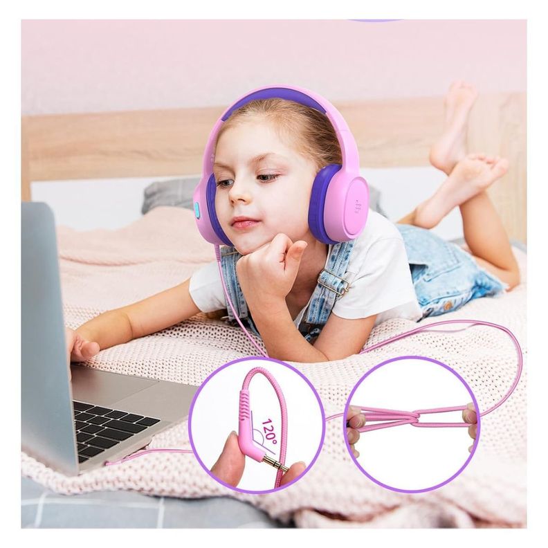 Tronsmart Audífonos con Cable KH01 para Niños Rosa Violeta-6