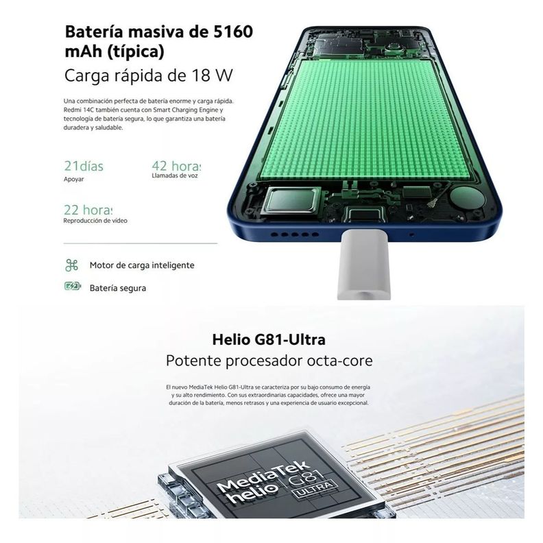 Xiaomi Redmi 14C 4G 8GB + 256GB Negro Medianoche-7