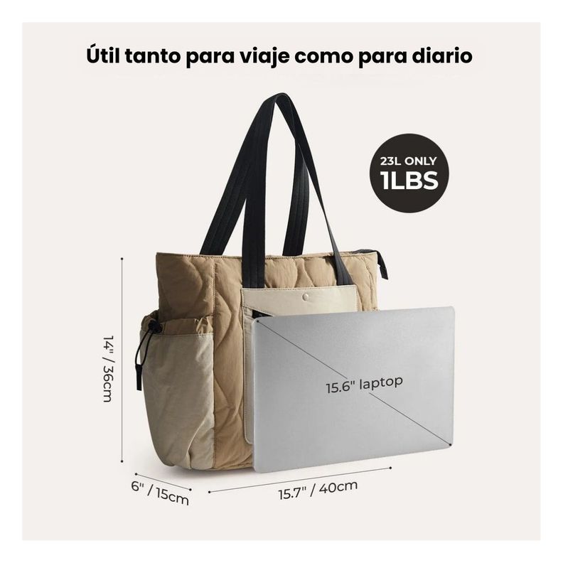 Bagsmart Bolso Tote Vega 23L para notebook de 15.6" - Arena-3