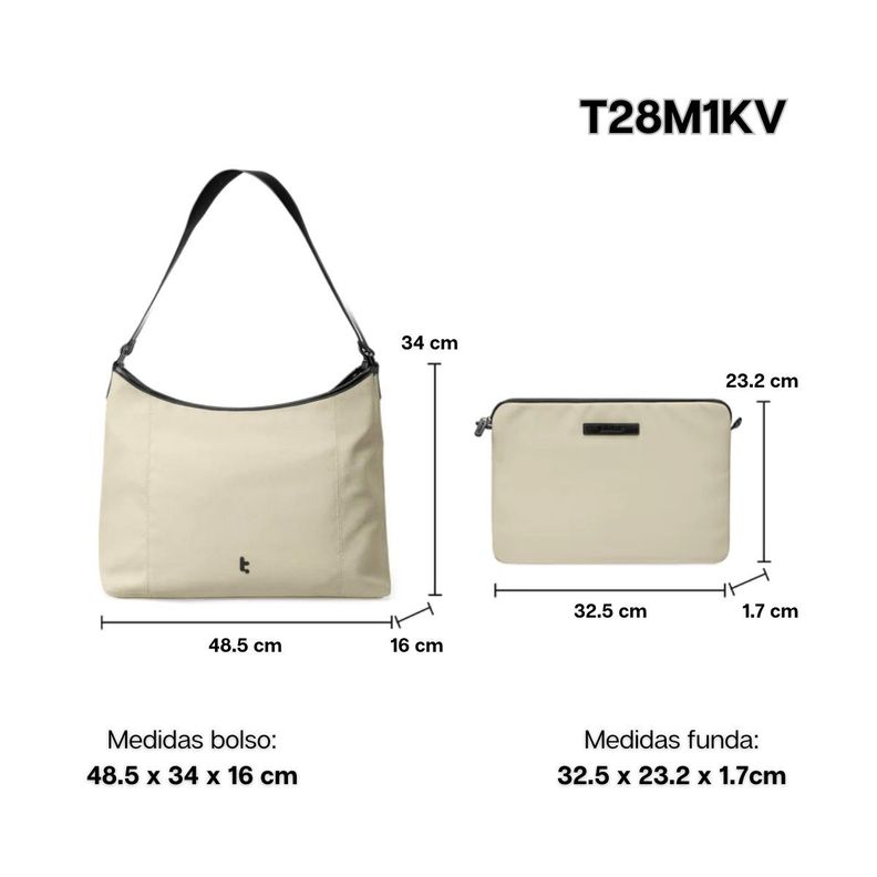 Tomtoc Bolso Tote Versatile-T28 + Funda Notebook 14" - Beige-3