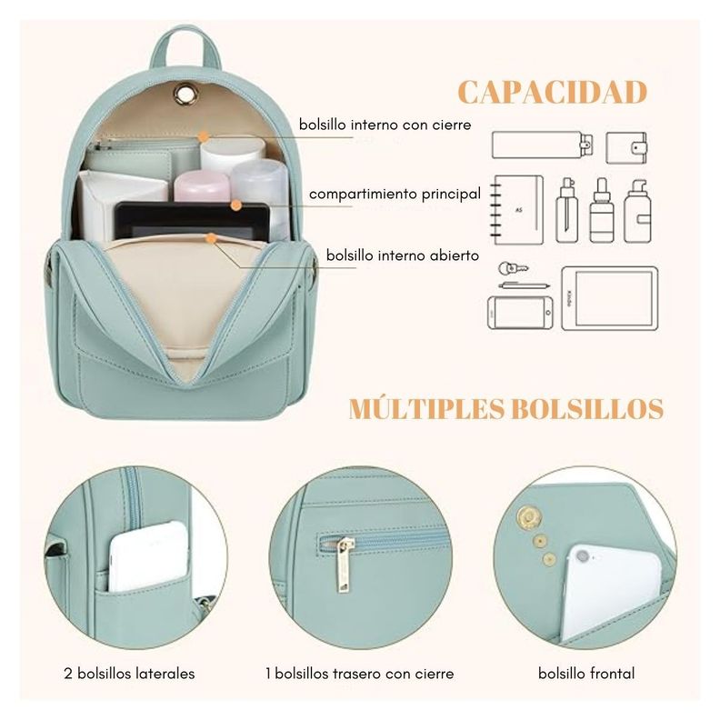 Ecosusi Mini Mochila con Lazo - Verde-2