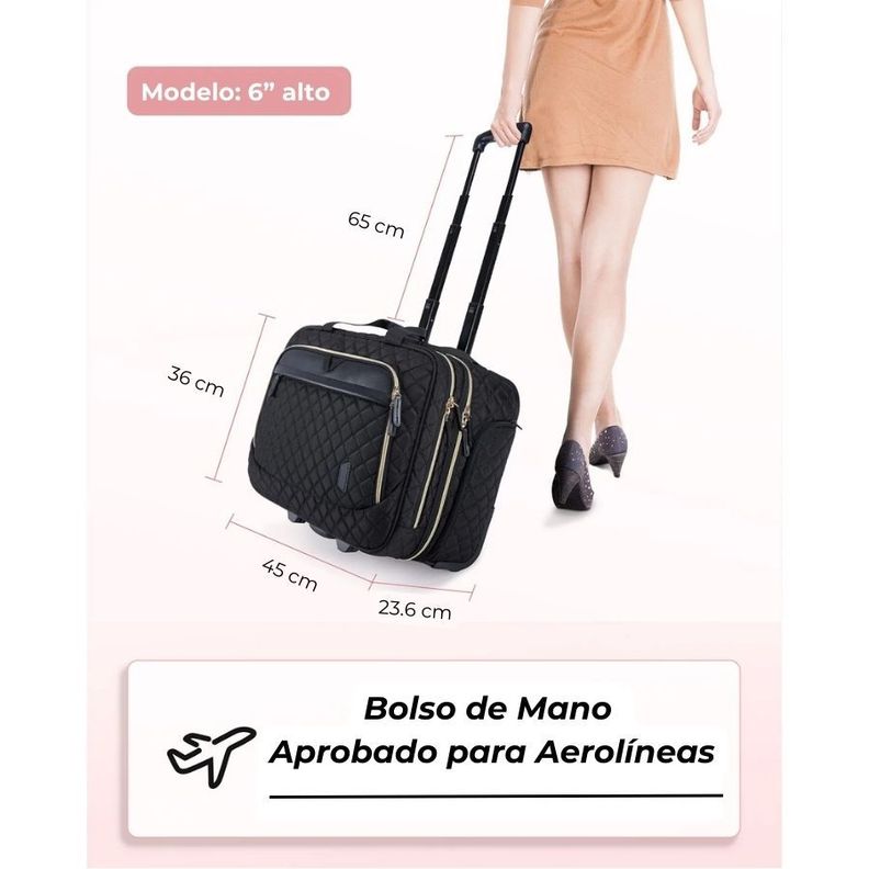 Bagsmart Maletín Viajero con Ruedas Motiv 17.3" - Negro Tejido-4