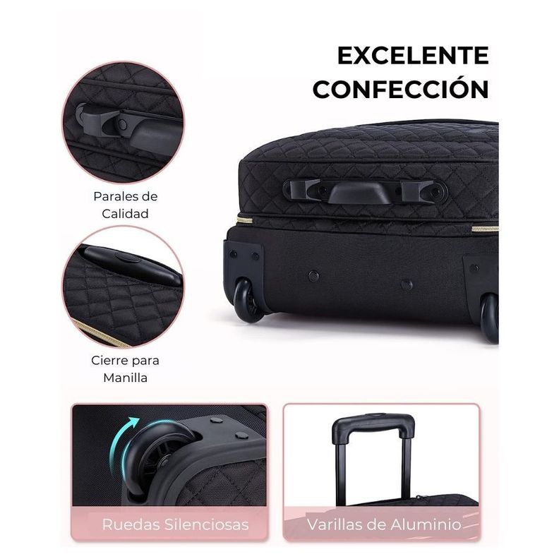 Bagsmart Maletín Viajero con Ruedas Motiv 17.3" - Negro Tejido-6