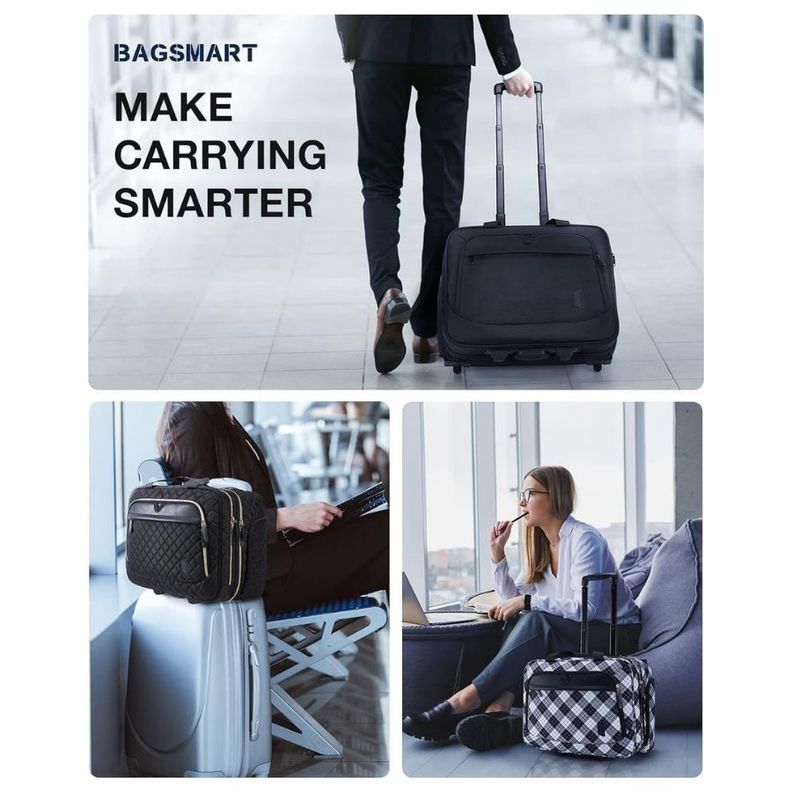 Bagsmart Maletín Viajero con Ruedas Motiv 17.3" - Negro Tejido-7